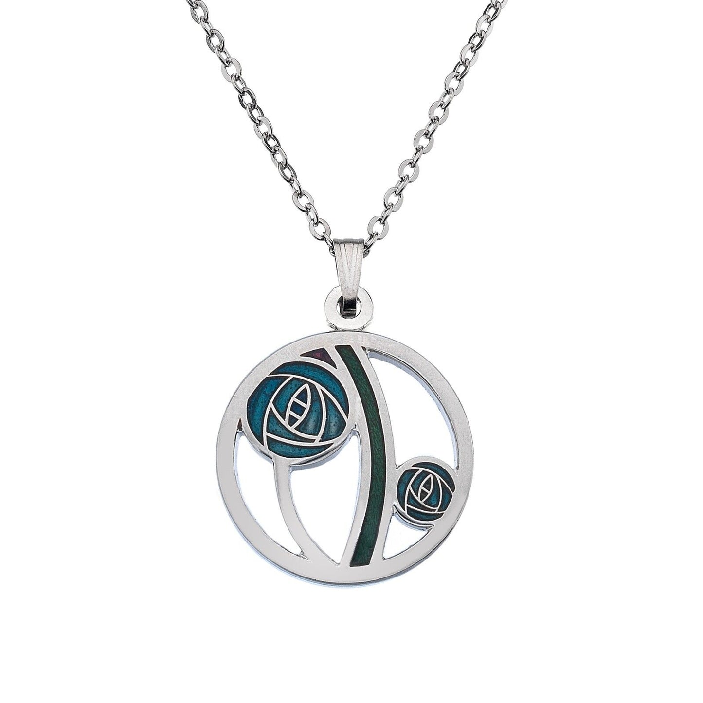 Mackintosh Rose Pendant Necklace Cut Out Design Silver Plated Branded Packaging