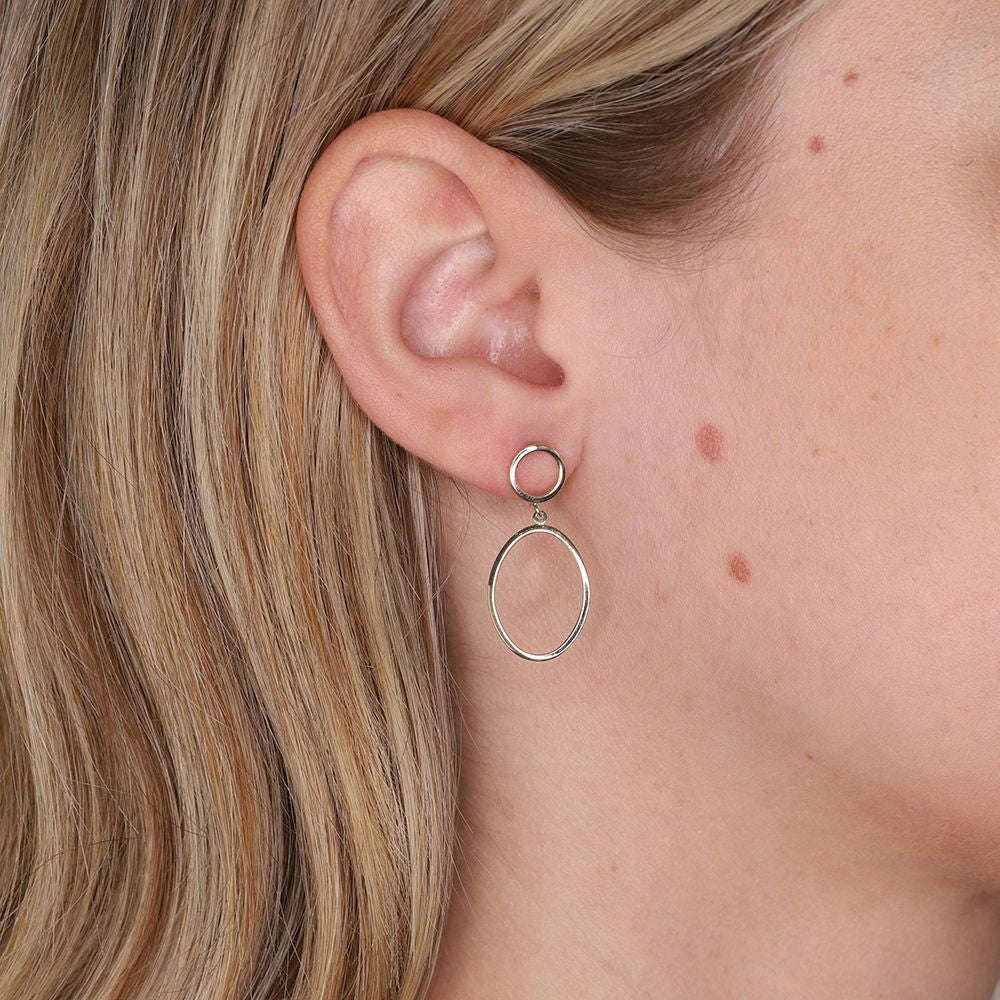 Open Oval Drop Earrings 9ct Yellow Gold 30mm Drops Hallmarked