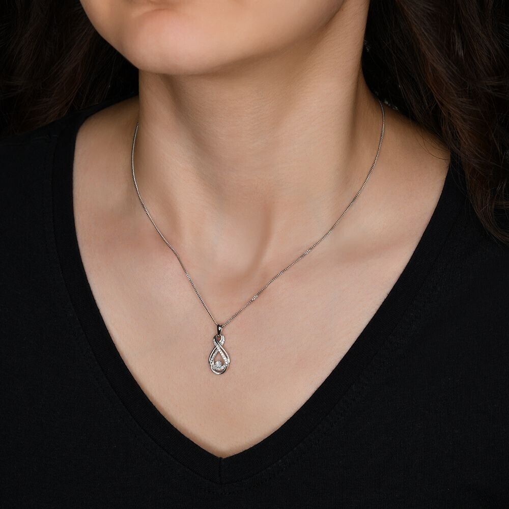 9ct White Gold 0.20ct Diamond Infinity Pendant and Chain Hallmarked