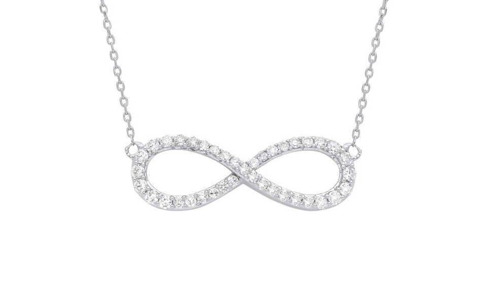 9ct White Gold 0.47ctw Diamond Infinity Necklace (18in/45cm) Chain