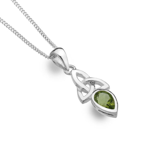 Peridot Pendant Celtic Trinity Sterling Silver 925 Hallmark All Chain Lengths