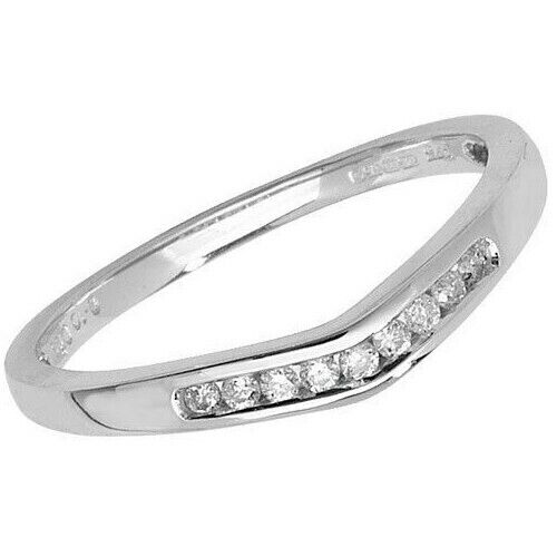 Real Diamond Soft Wishbone Ring Solid White Gold Channel Set Eternity Band