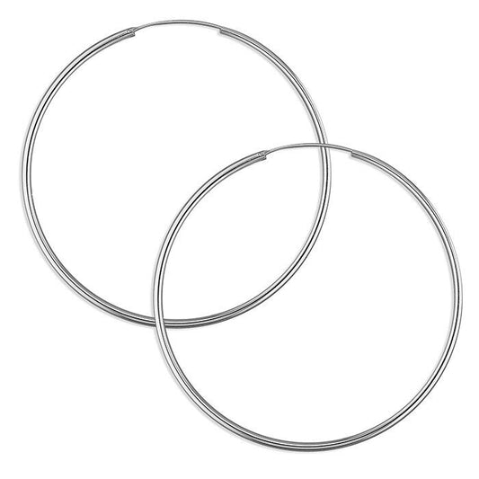 Large Hoop Earrings 75mm Thin Tube Hoop 925 Sterling Silver