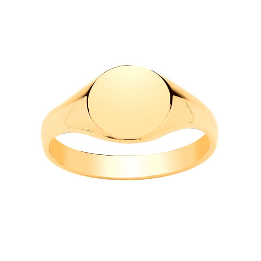 Ladies Gold Oval Signet Ring Plain Heavyweight Hallmarked British Made size L-Q