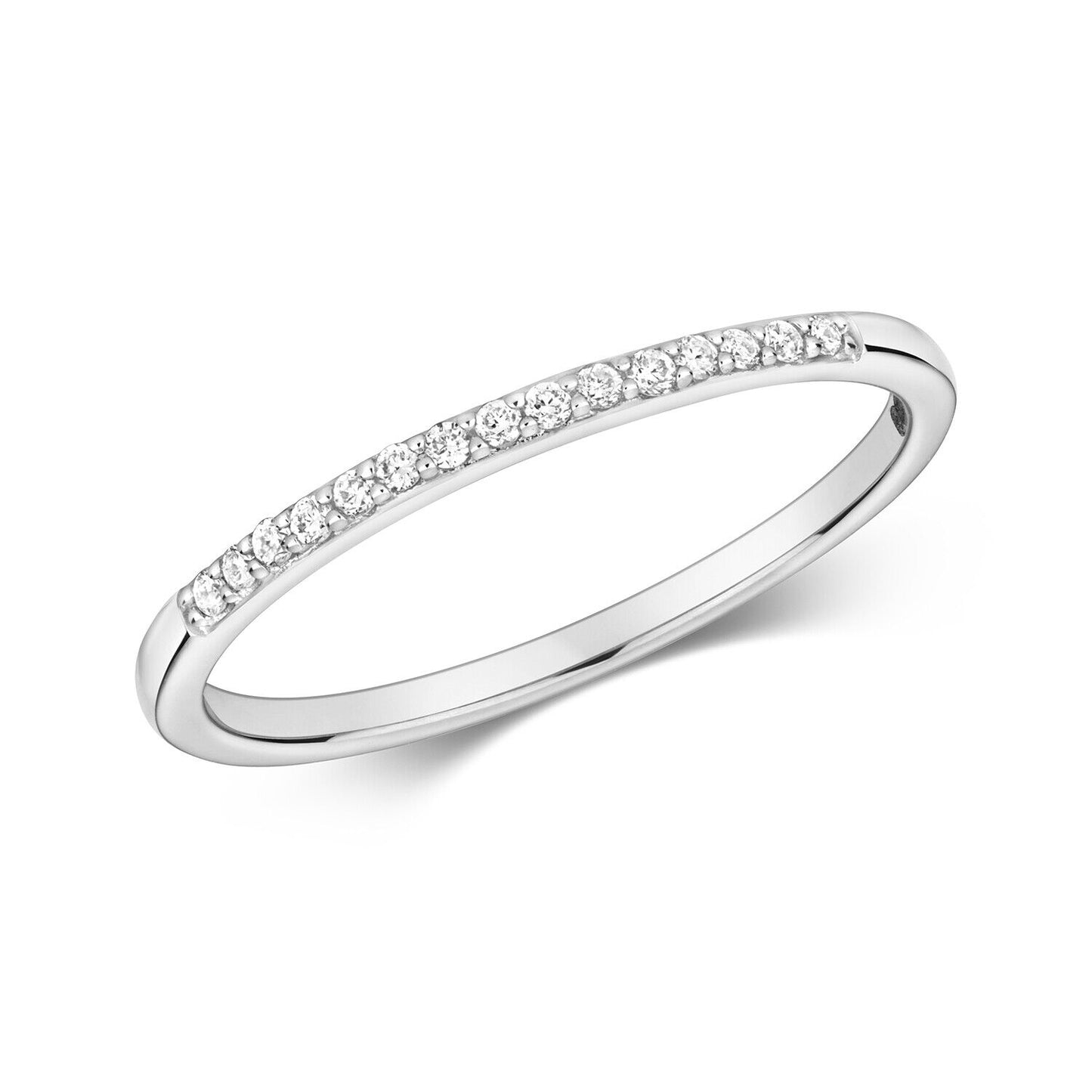 Real Diamond Eternity Ring Solid White Gold Claw Set Anniversary Band Size J-Q