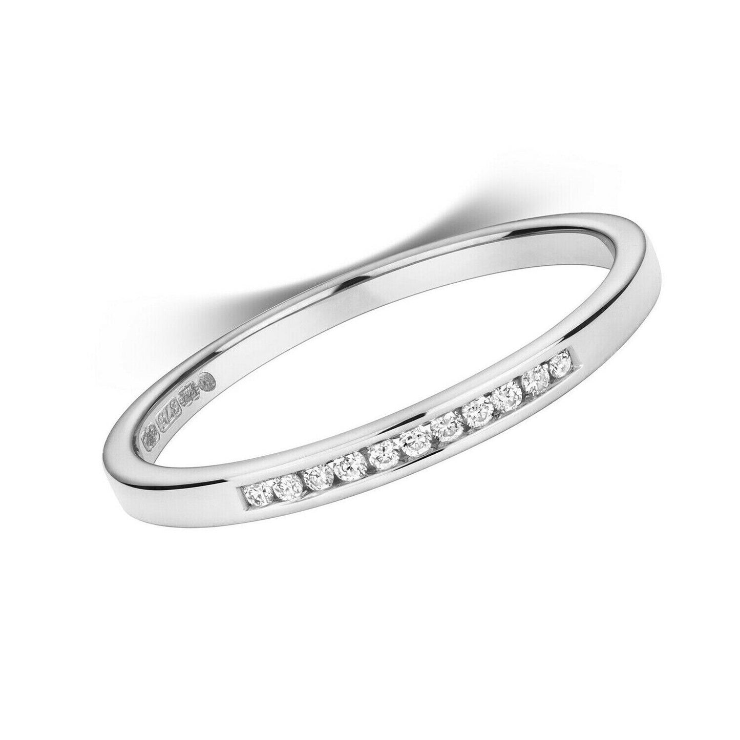 Real Diamond Eternity Ring Channel Set Solid 9ct White Gold