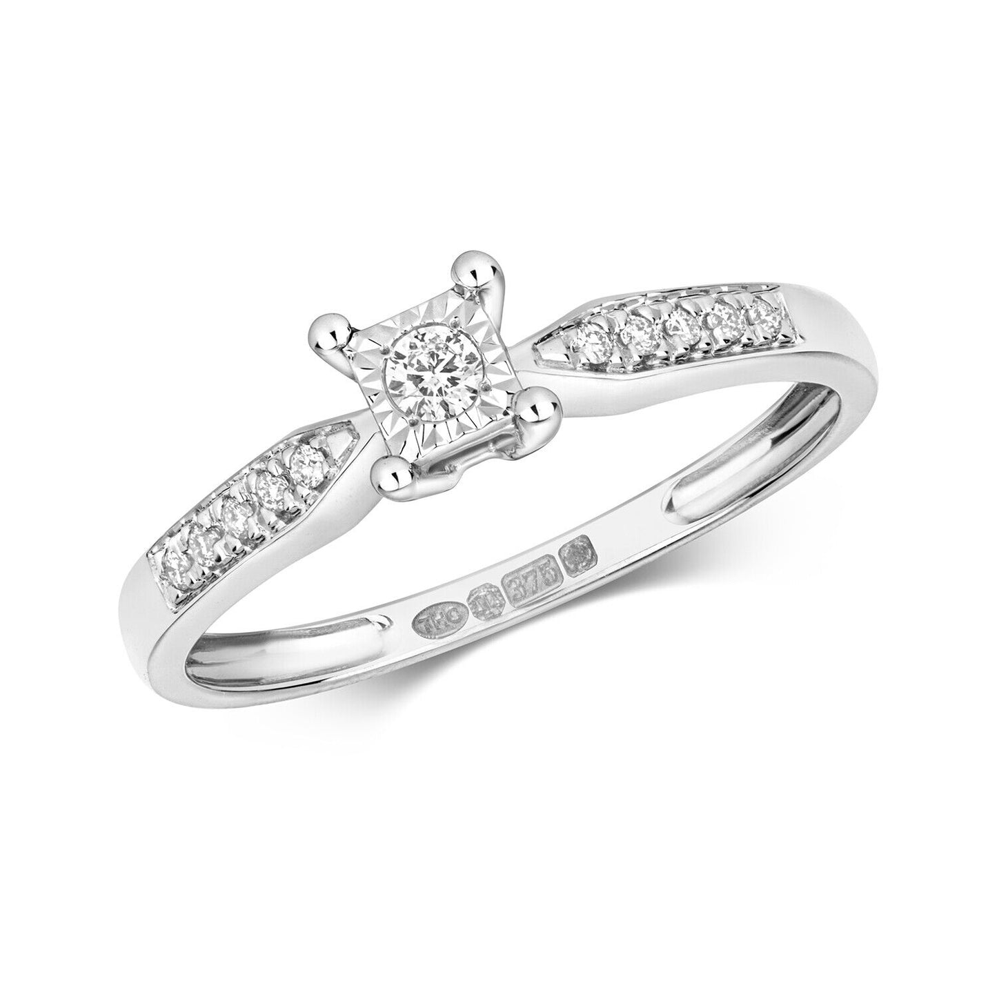 Real Diamond Solitaire Ring Solid White Gold Engagement Size JKLMNOPQ