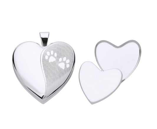 Pet Memorial Heart Locket Solid Sterling Silver 925 Hallmark 24mm With Casket