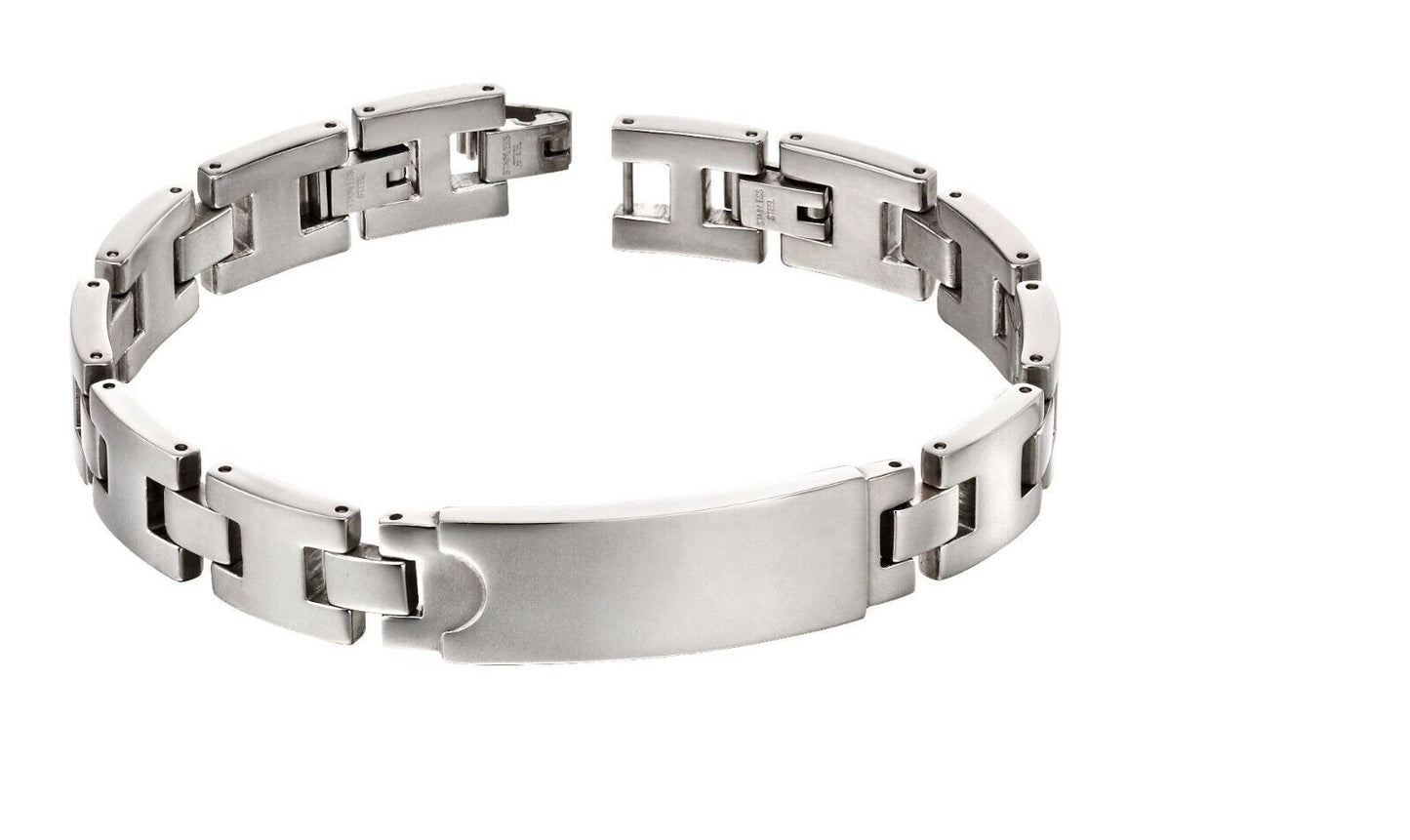 Fred Bennett Stainless Steel ID Bar Bracelet 23cm B5117 Free Engraving
