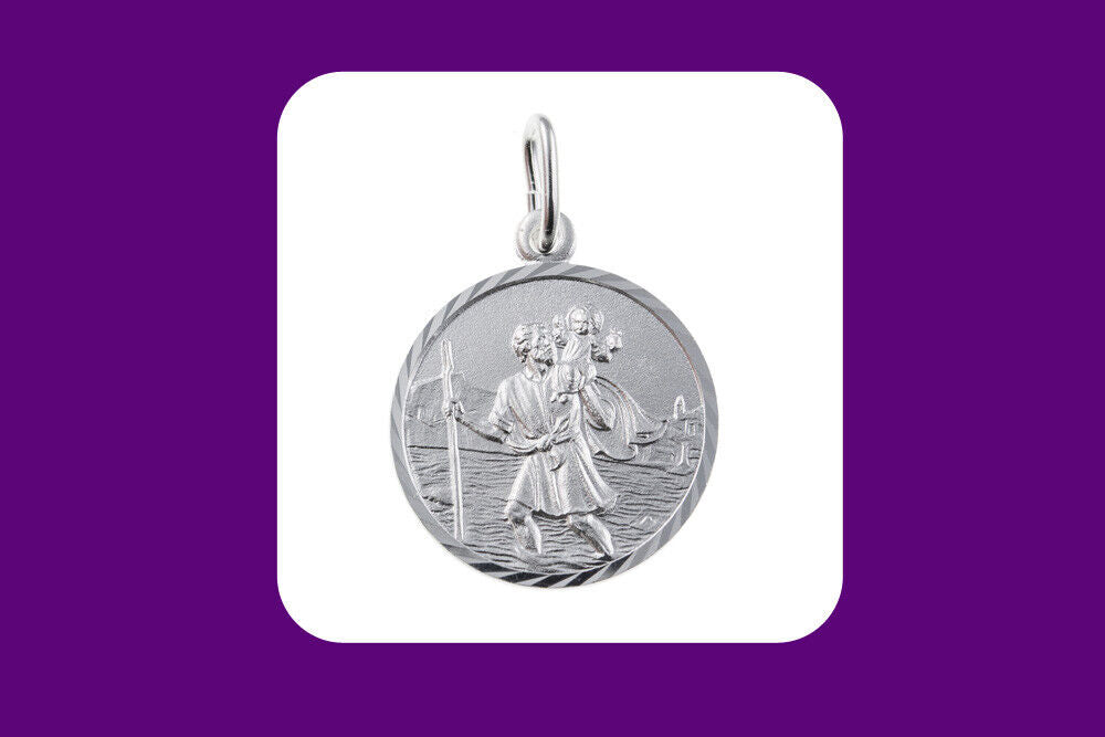 Small Saint Christopher Pendant Sterling Silver 925 Hallmark All Chain Lengths