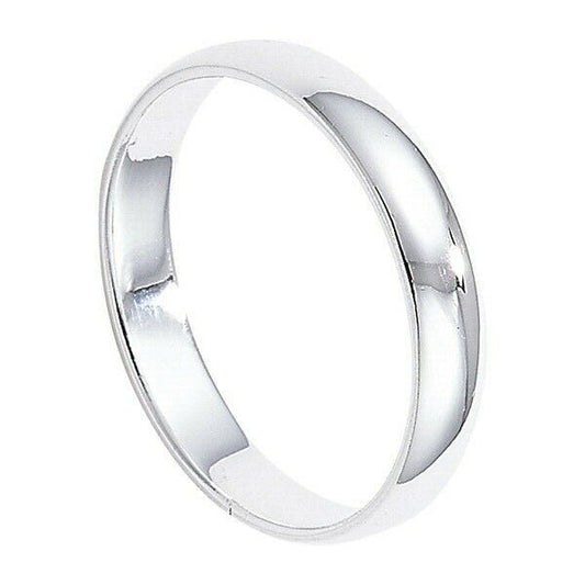 4mm Wedding Band Ring Sterling Silver Rhodium Plated 925 hallmark Sizes J - R