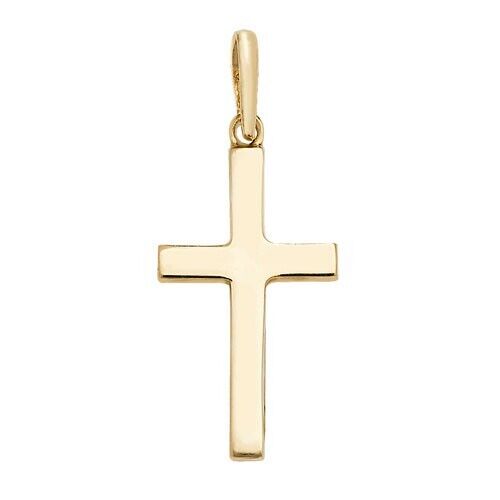 Solid Yellow Gold Cross Pendant 24 x 13mm Religious Christianity Christening