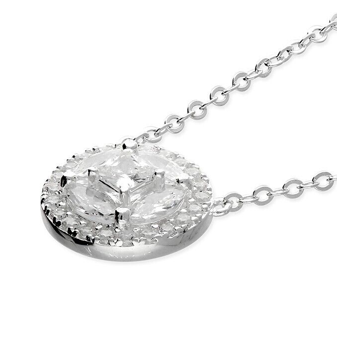Mixed Stone CZ Round Necklace Gem Set on 925 Sterling Silver 925 hallmark
