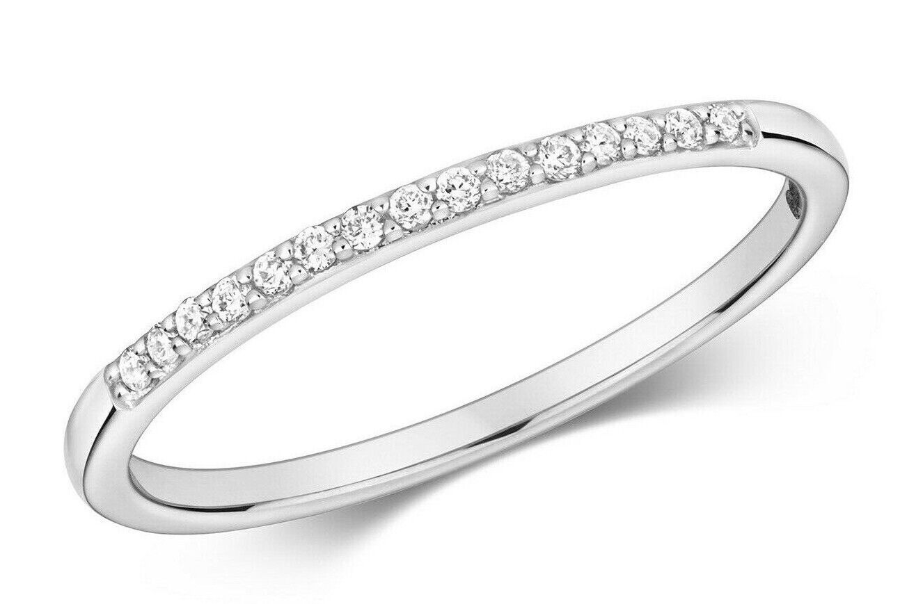 Real Diamond Eternity Ring Solid White Gold Claw Set Anniversary Band Size J-Q
