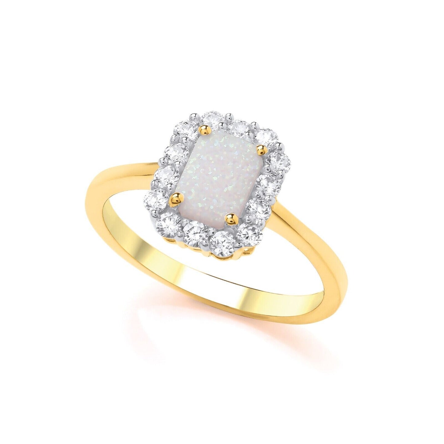9ct Yellow Gold Opal Cluster Ring Engagement Hallmarked Sizes L - R