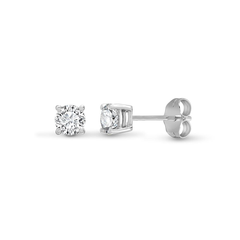 Lab Grown Diamond 9ct White Gold 50pts Claw Set Earrings IGI Certificated