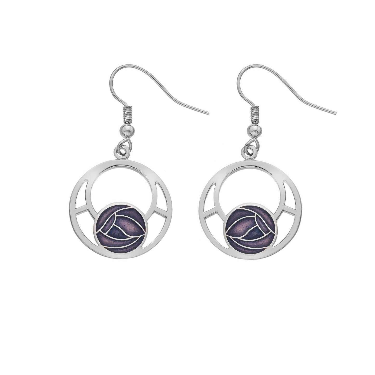 Mackintosh Rose Drop Earrings Round Drops Silver Plated Branded Packaging