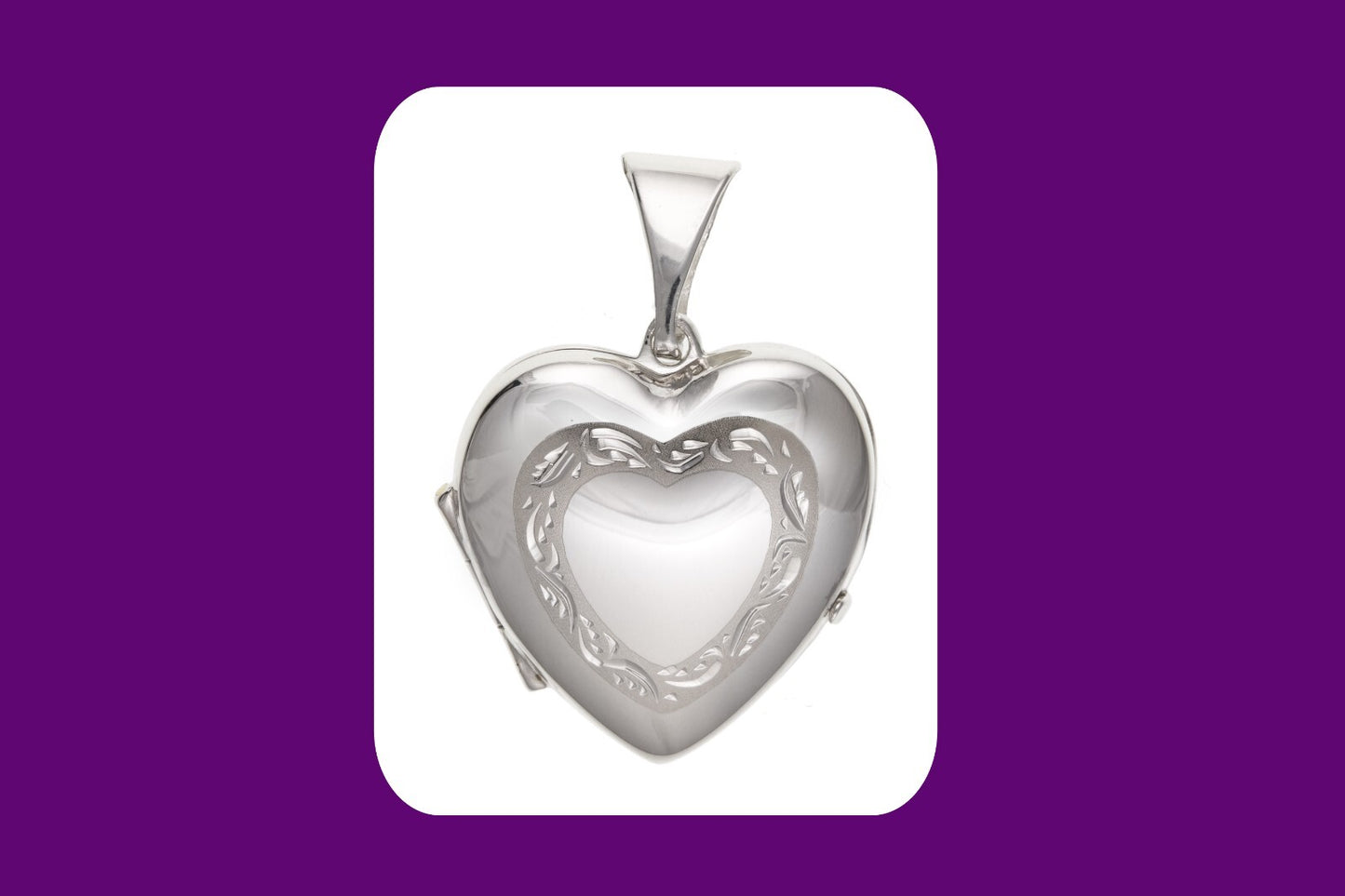 Patterned Heart Locket Solid Sterling Silver 925 Hallmark 16mm