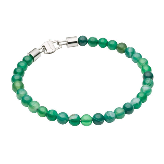 Fred Bennett Healing Bead Bracelet Natural Green Agate Beads 22cm B5426G