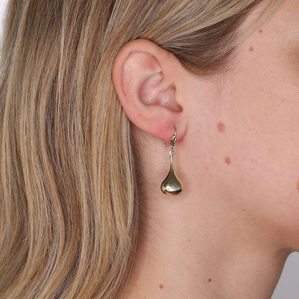 Pear Drop Earrings 9ct Yellow Gold Drops 35mm Hallmarked