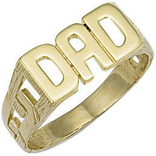 9ct Yellow Gold ID Sides DAD Ring Fully Hallmarked