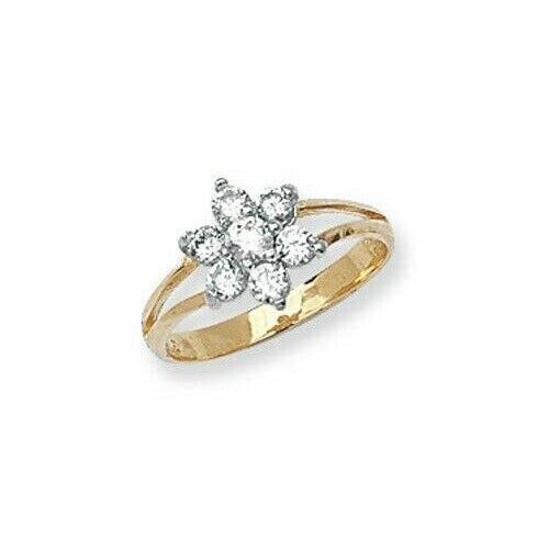Baby Childs Cluster Ring Solid Yellow Gold Gemstone Hallmarked British Made