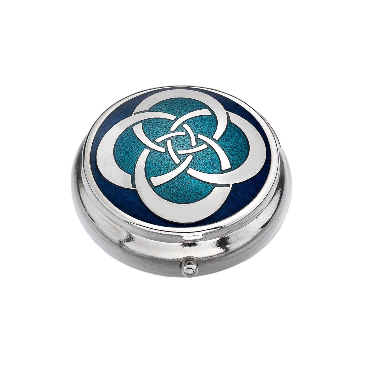 Pillbox Silver Plated Celtic Knot Design Blue Brand New and Boxed
