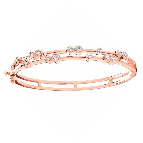 18ct Rose Gold 1.00ctw Diamond Ladies Bangle Made in London