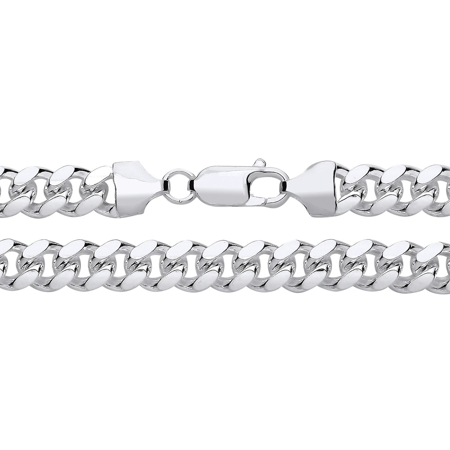 Men's Cuban Chain Bracelet Solid Silver 6.5mm Wide British Made Hallmarked 8"