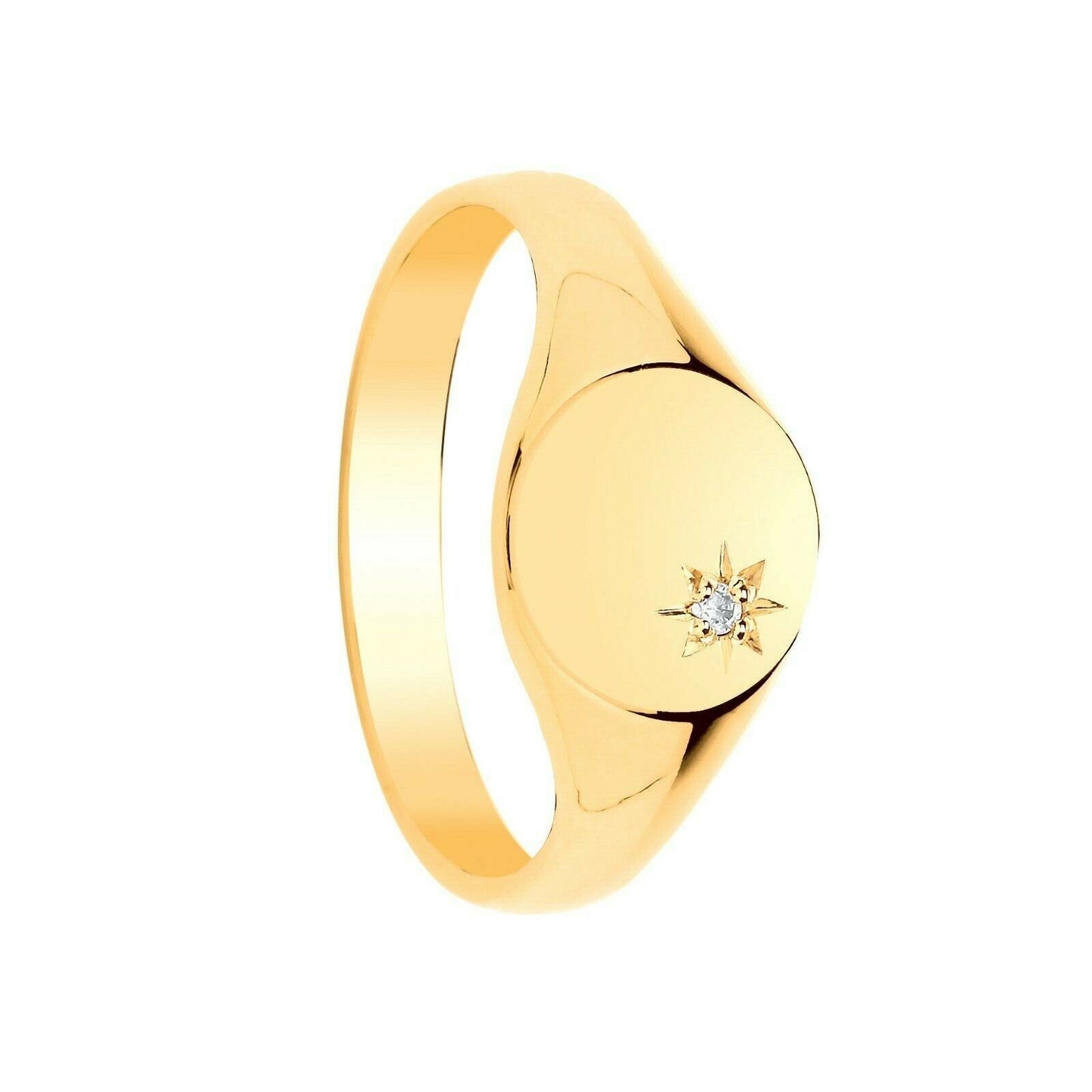 Diamond Signet Ring Heavyweight Yellow Gold Ladies Hallmarked size L - Q