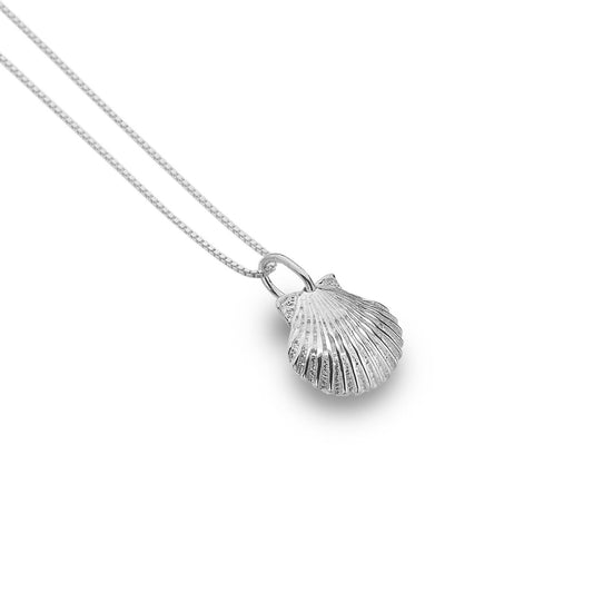 Baby Scallop Shell Pendant Sterling Silver 925 Hallmarked All Chain Lengths