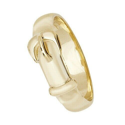 9ct Yellow Gold Gents Plain Buckle Ring Fully Hallmarked