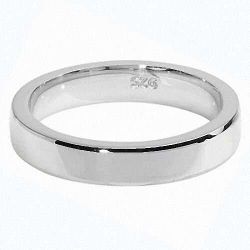 Sterling Silver Wedding Band Ring 4mm Wide Mirror Finish 925 Hallmark
