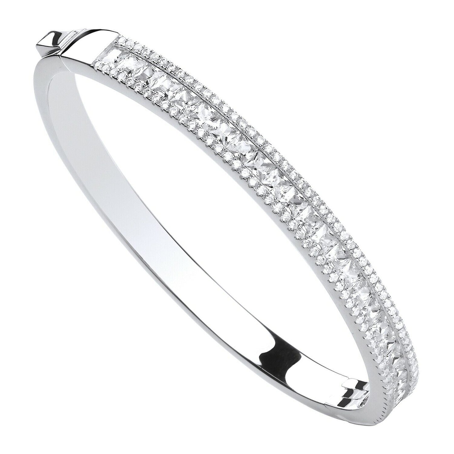Solid Sterling Silver Bangle Hinged Hallmarked British Made Gift Boxed