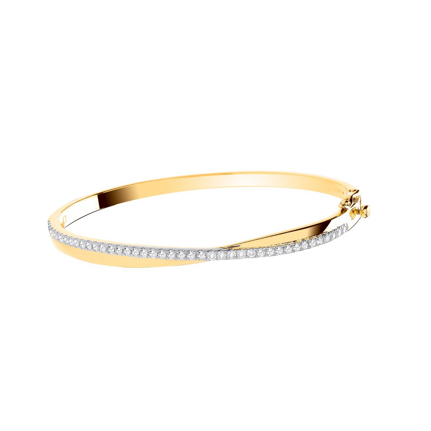 18ct Yellow Gold 0.50ct Hinged Torque Bangle Made in London