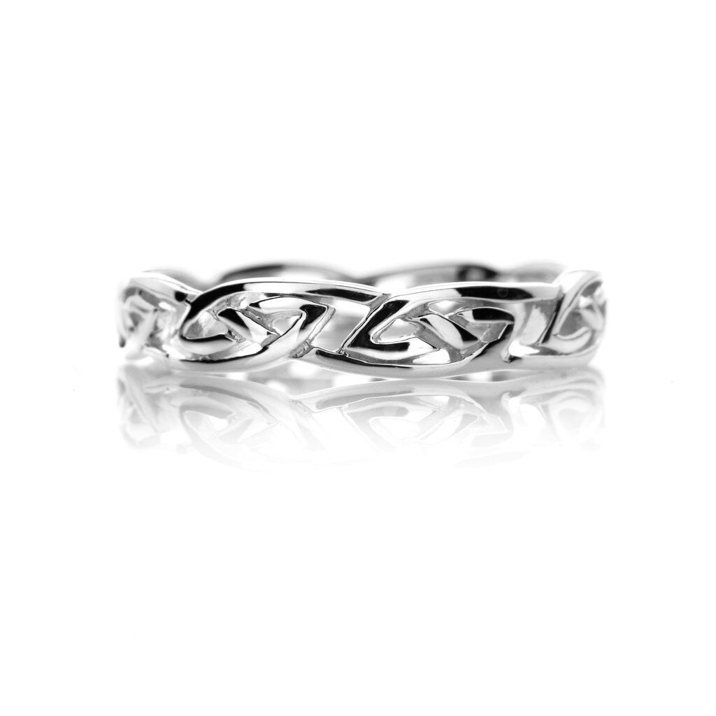Slim Celtic Band Ring Sterling Silver 925 Hallmark Size J - Q Brand New Gift