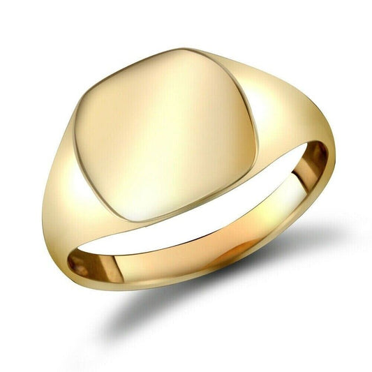 9ct Yellow Gold Gents Square Cushion Signet Ring Fully Hallmarked