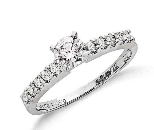 Real Diamond Solitaire Ring 18ct White Gold 0.75 Carat Weight of Diamonds