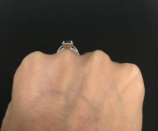 Real London Blue Topaz and Diamond Ring Solid White Gold Cushion Size JKLMNOPQ