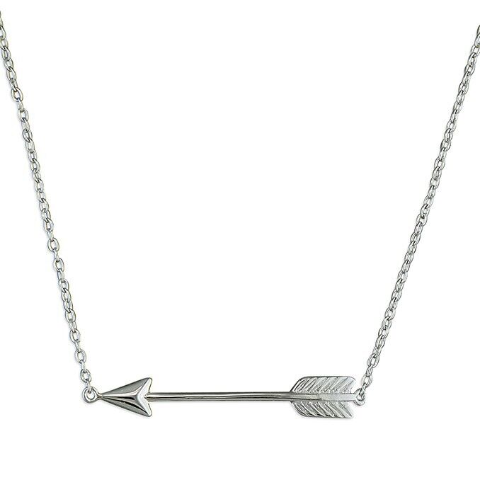 Horizontal Arrow Necklace on 17 inch Chain 925 Sterling Silver 925 hallmark