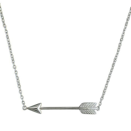 Horizontal Arrow Necklace on 17 inch Chain 925 Sterling Silver 925 hallmark