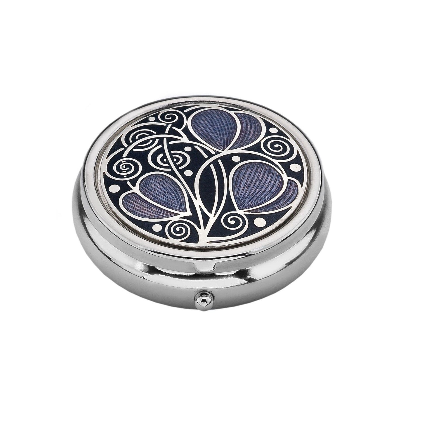 Large Pill Box Silver Plated Mackintosh Leaves and Coils Lilac Brand New & Boxed
