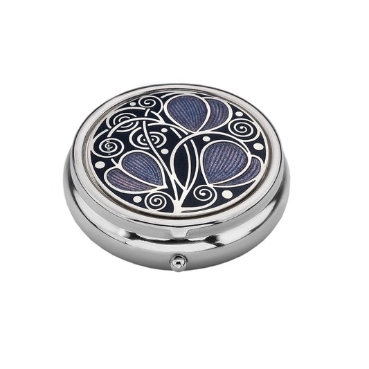 Large Pill Box Silver Plated Mackintosh Leaves and Coils Lilac Brand New & Boxed