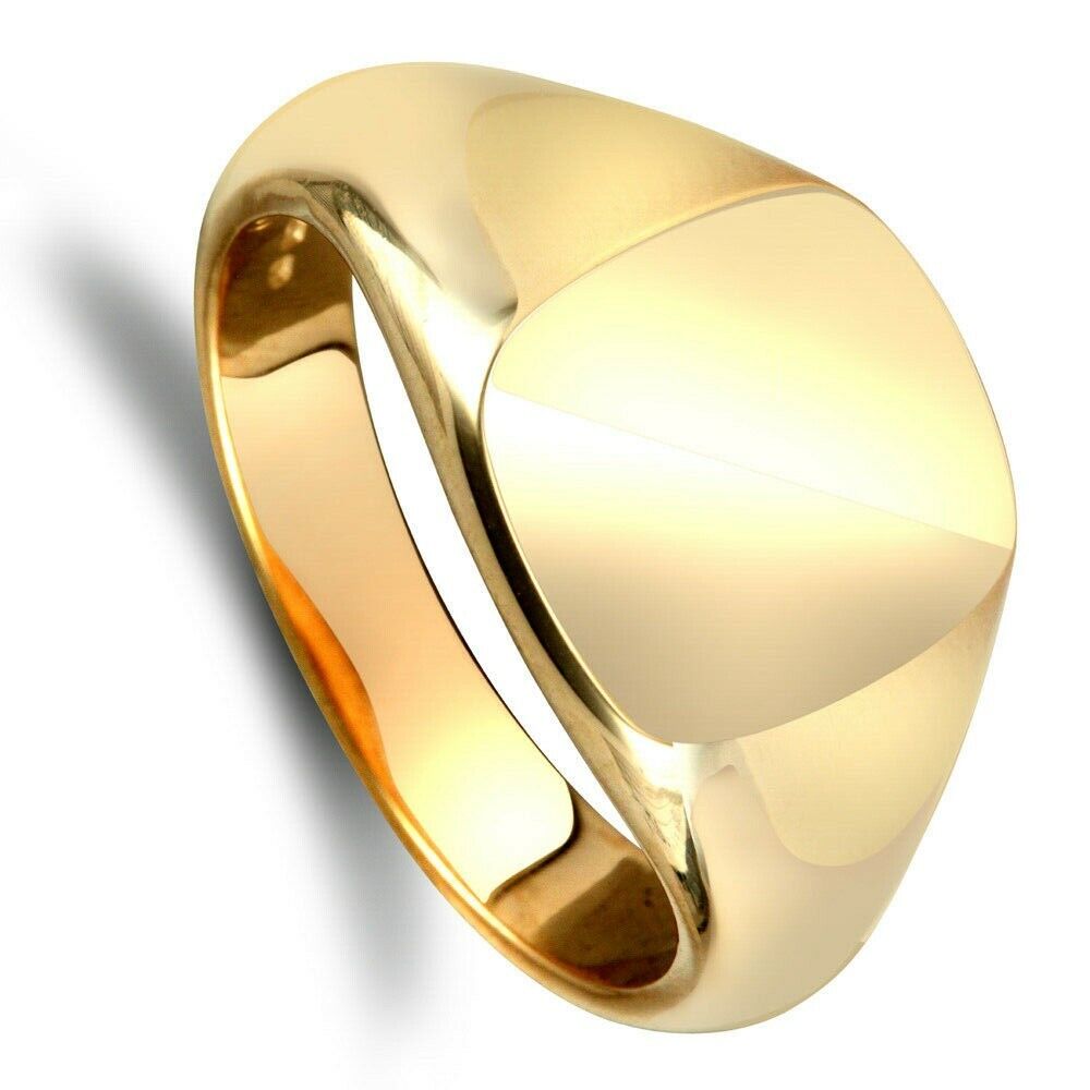 Gents 9ct Yellow Gold Square Cushion Signet Ring Hallmarked