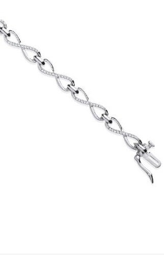 9ct White Gold 0.25ct Diamond Infinity Link Bracelet Made in London