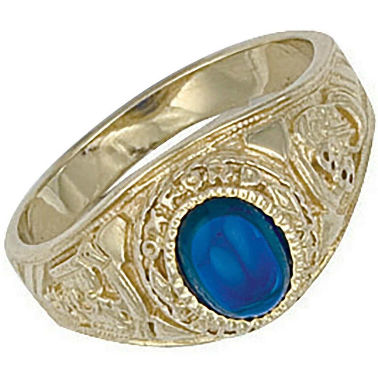 9ct Yellow Gold Blue Cabochon College Ring Graduation Hallmarked