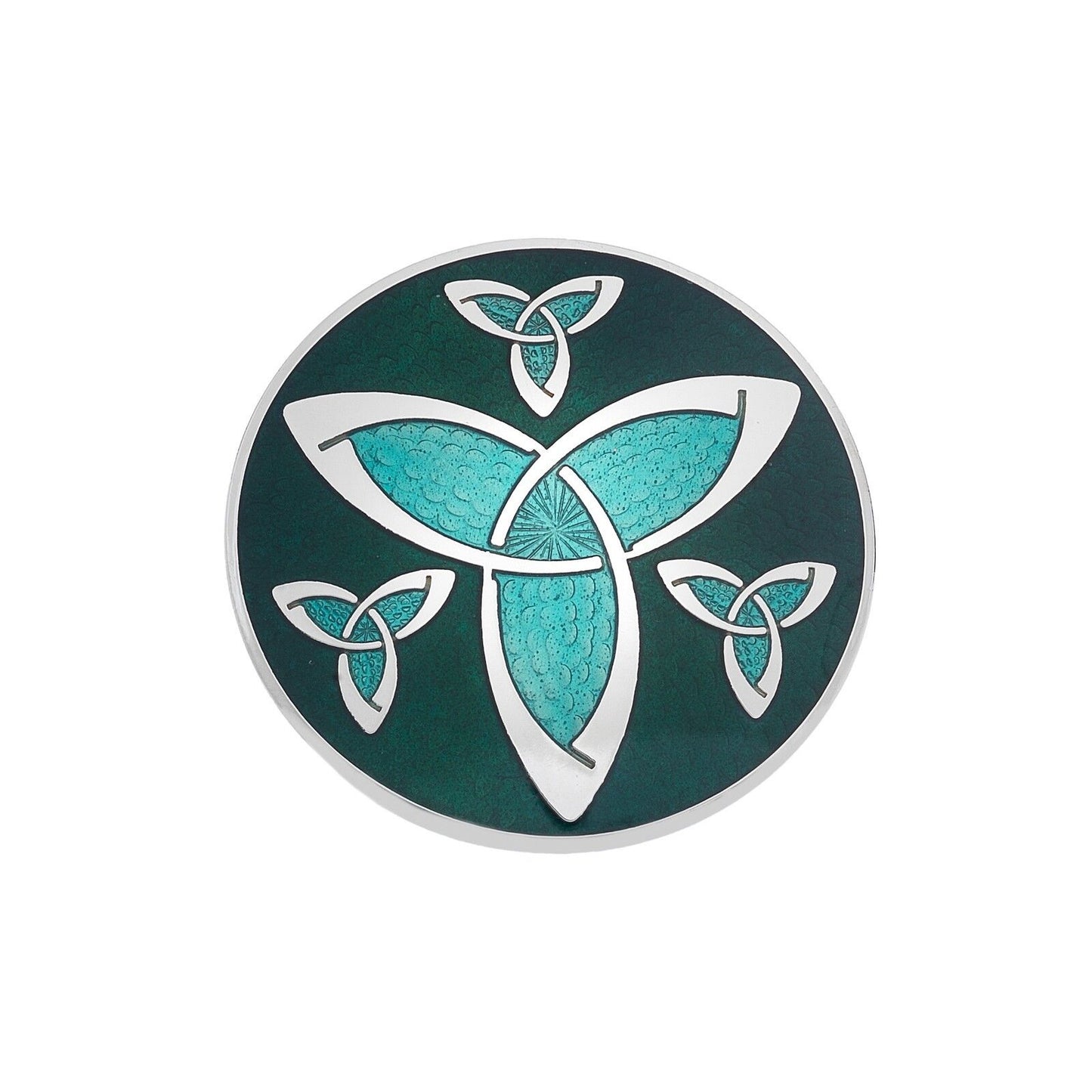 Celtic Trinity Knots Brooch Green Silver Plated Brand New Gift Packaging