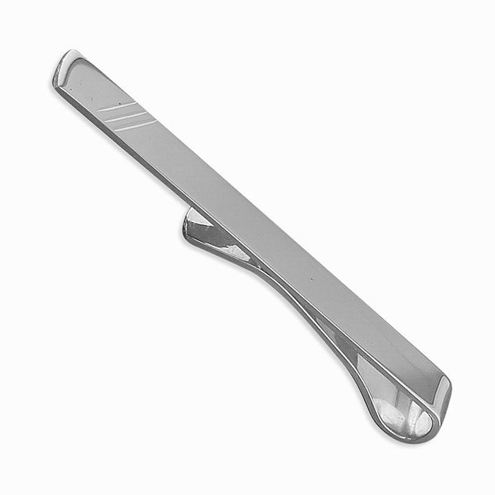 Solid Sterling Silver Tie Slide 5mm Wide With Three Diagonal Cuts 925 Hallmark