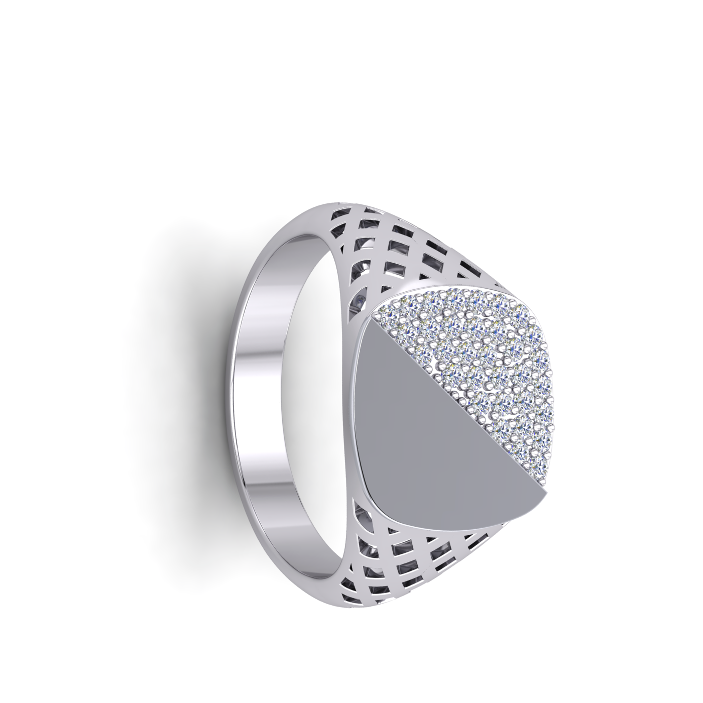 Gent Sterling Silver Cushion Signet Ring Gemstone Basket Sides 925 Hallmark