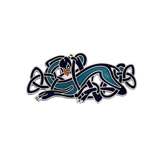 Celtic Dog Brooch Silver Plated Blue Brand New Gift Packaging